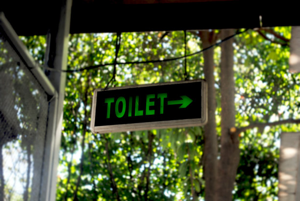 自然背景下的洗手间标志。图片下载