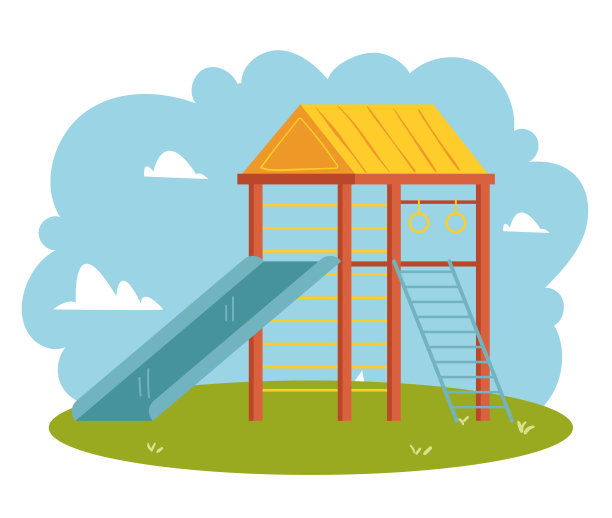 儿童游乐场孤立的设计元素概念。矢量卡通手绘插图图片下载