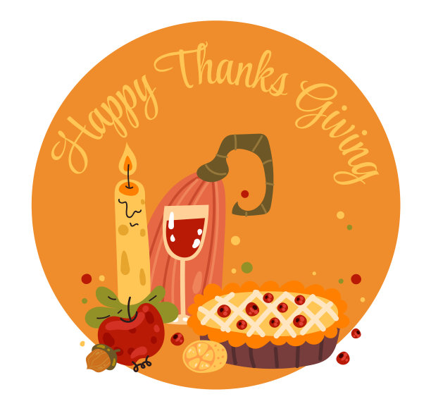香料秋季食品糕点甜点馅饼感恩节晚餐的概念。矢量平面图形设计插图图片下载