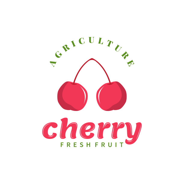 红莓水果花园植物剪影设计模板樱桃标志矢量插图图片下载