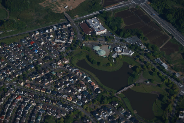 日本茨城县阿美镇的部分鸟瞰图。图片下载