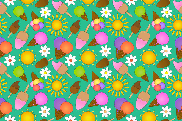 夏季冰淇淋无缝图案图片下载