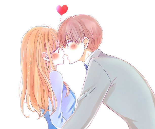 一个男人亲吻一个女人的插图图片下载