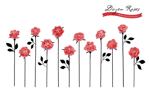 十二朵玫瑰插图图片下载