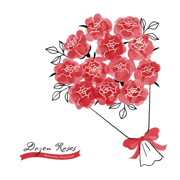 十二朵玫瑰插图图片下载