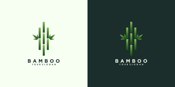 竹叶标志设计与创意概念溢价向量图片下载