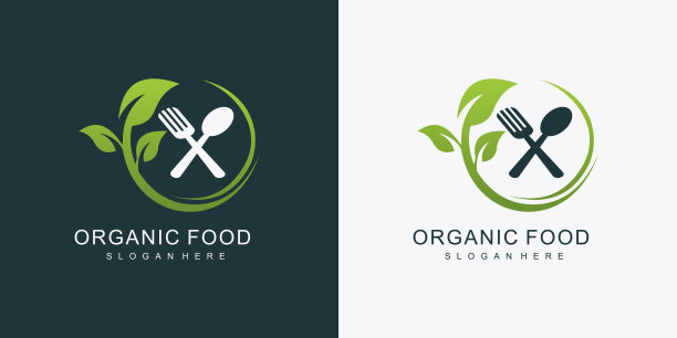 素食食品标志设计与创意概念溢价向量图片下载
