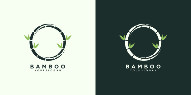 竹叶标志设计与创意概念溢价向量图片下载