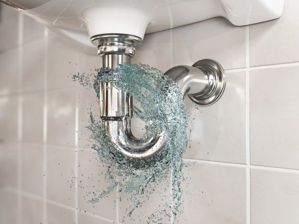 管道的概念。漏水的管道。三维演示图片下载