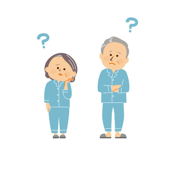 一个穿着睡衣的高年级男生和高年级女生的可爱插图图片下载