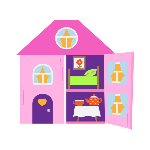 娃娃屋图标剪贴画头像标识隔离矢量插图图片下载