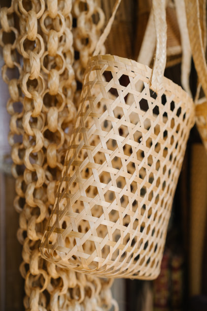 泰国清迈的竹制工艺品店图片下载