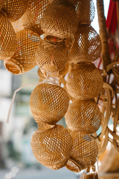 泰国清迈的竹制工艺品店图片下载