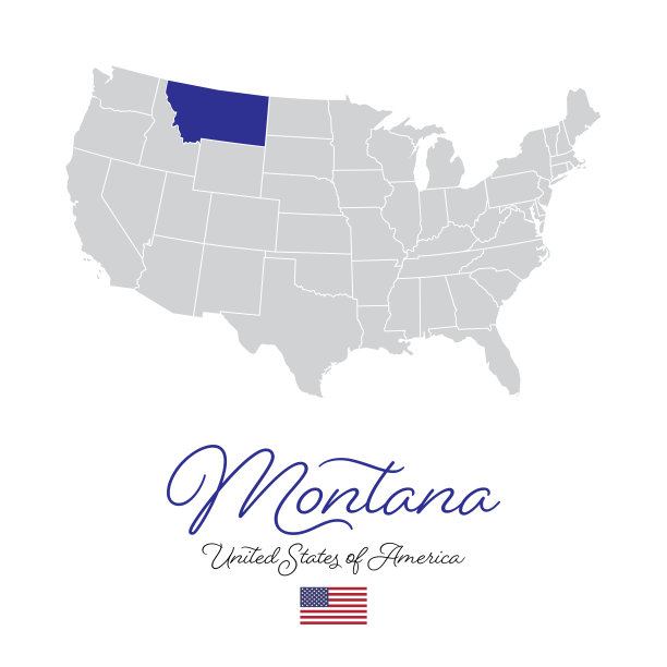 蒙大拿在美国矢量地图插图图片下载