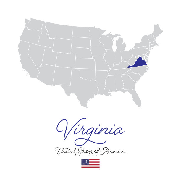 弗吉尼亚州在美国矢量地图插图图片下载