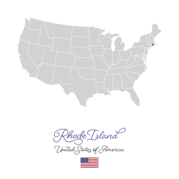 罗德岛在美国矢量地图插图图片下载
