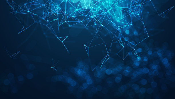 技术网络背景。在蓝色背景上抽象连接的点和线。通信和技术网络概念与移动的线和点。图片下载
