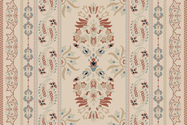 伊卡特部落印第安人无缝图案。民族阿兹特克织物地毯曼陀罗装饰本土波西米亚纹样纺织品。几何非裔美国东方传统矢量插图。刺绣的风格。图片下载