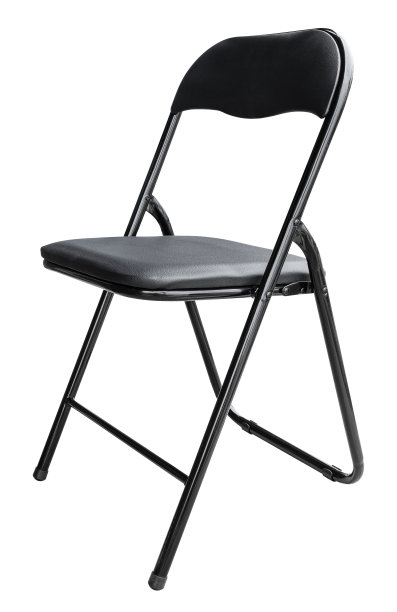 黑钢折叠椅孤立的白色背景与剪辑路径图片下载