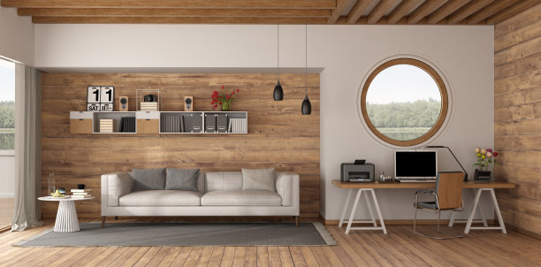 现代家庭办公室和客厅室内设计图片下载