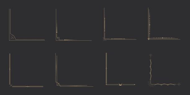 天角玄妙分界，金边。神秘的线条框架与月亮和星星。金色神秘的装饰，闪耀的星星，太阳…图片下载