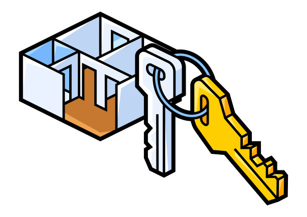 公寓和钥匙的图像。房地产插图在等距风格。图片下载
