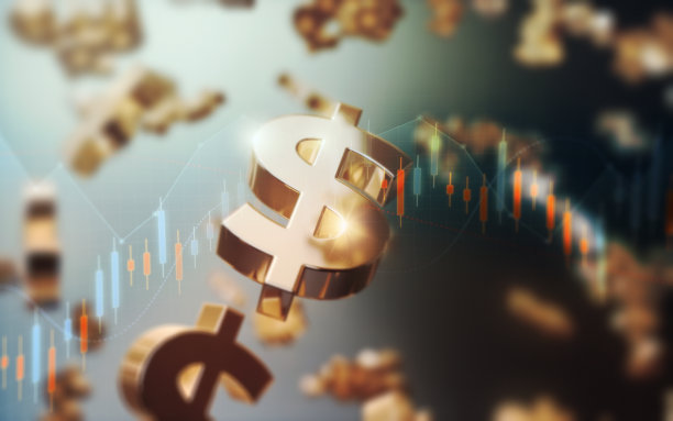 飞行黄色金属美元符号梯度金融背景图片下载