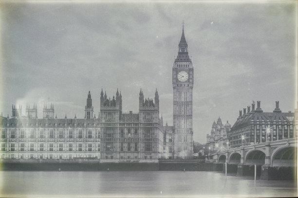英国伦敦大本钟的老式照片图片下载