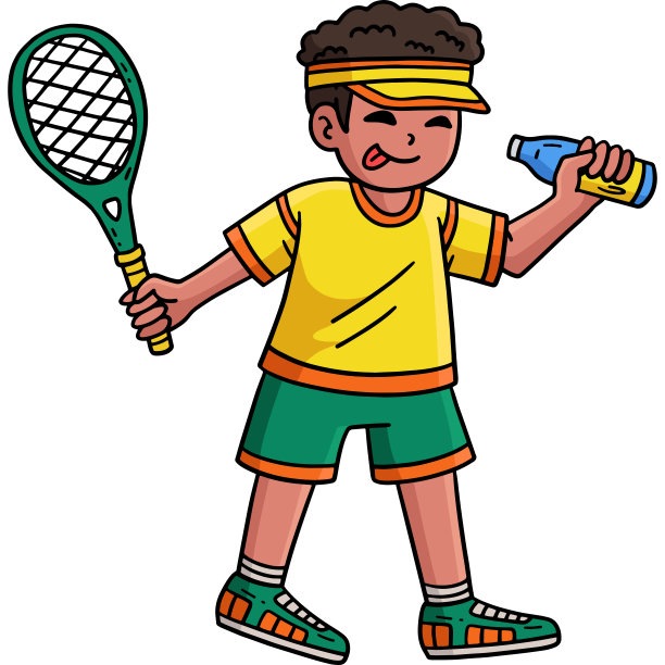 网球运动员喝卡通彩色剪贴画图片下载