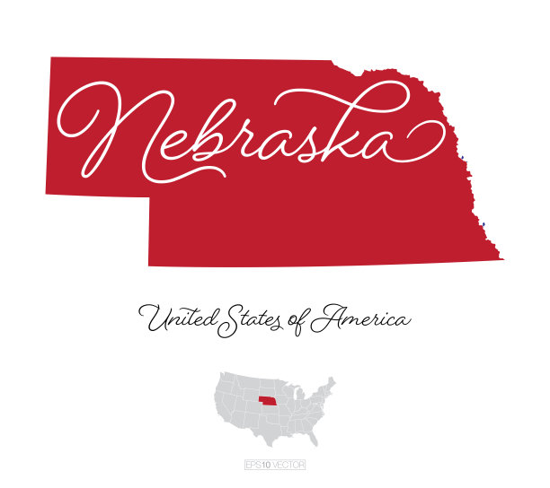 内布拉斯加州矢量地图插图图片下载