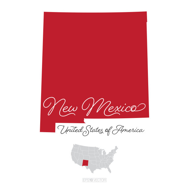 新墨西哥美国矢量地图插图图片下载