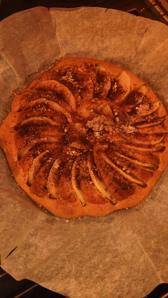 温热的苹果挞，表皮金黄，配以甜肉桂。垂直移动照片。sstkvertical图片下载