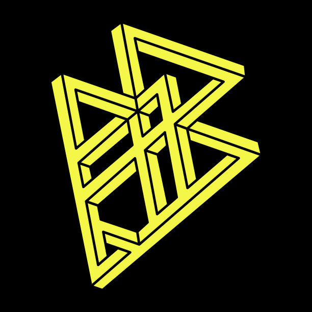 不可能的形状标志设计，视觉错觉对象。光学艺术人物。几何学。埃舍尔悖论。图片下载