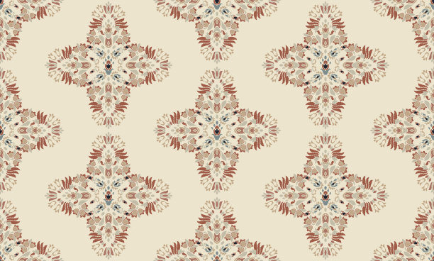 伊卡特部落印第安人无缝图案。民族阿兹特克织物地毯曼陀罗装饰本土波西米亚纹样纺织品。几何非裔美国东方传统矢量插图。刺绣的风格。图片下载