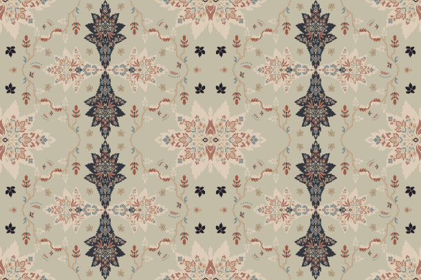 伊卡特部落印第安人无缝图案。民族阿兹特克织物地毯曼陀罗装饰本土波西米亚纹样纺织品。几何非裔美国东方传统矢量插图。刺绣的风格。图片下载