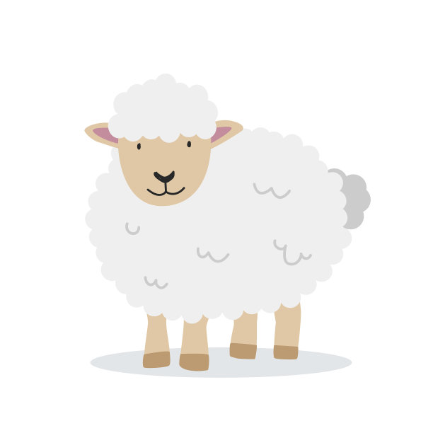 绵羊矢量插图。可爱的羊卡通剪贴画，动物在平面风格。简单的矢量设计孤立的白色背景。农场动物概念，农村务农。家畜的动物图片下载