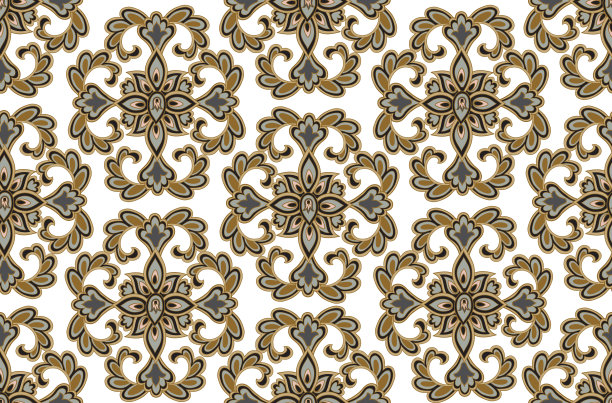 华丽的无缝花纹欧式复古室内装饰风格。花卉装饰与梦幻般的花朵和叶子。图片下载