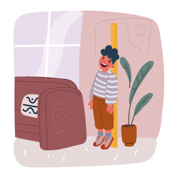 矢量插图的儿子比较他们的高度图片下载