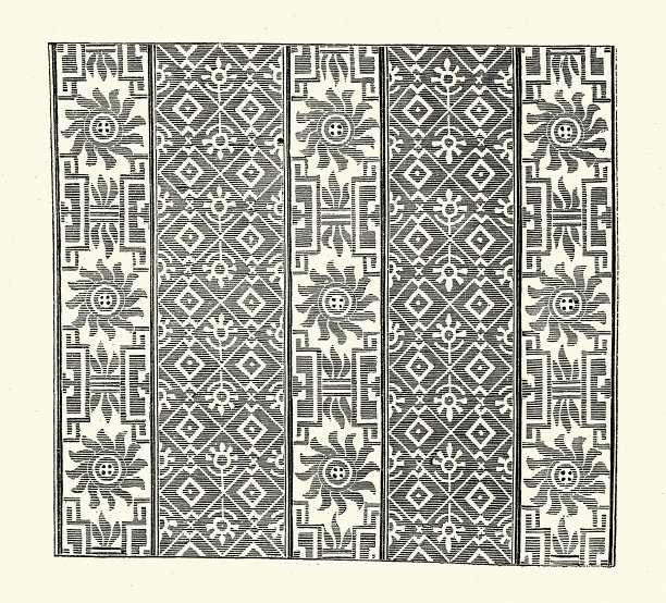 笨重的挂毯图案，19世纪70年代，维多利亚哥特式设计19世纪图片下载