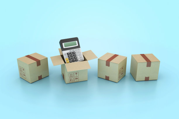 3D计算器与纸板箱图片下载