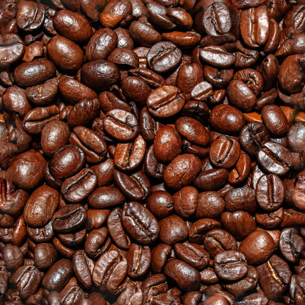 无缝模式的烘焙咖啡豆近距离宏观图片下载