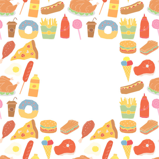 快餐框架。涂鸦快餐背景图片下载