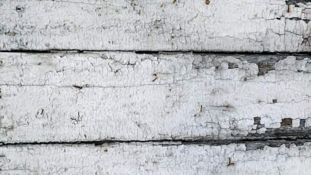 木板白色与灰色，旧油漆剥落，水平在整个框架的顶部视图。背景纹理照片图片下载