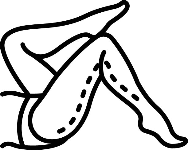 大腿提提治疗概念，修剪多余的大腿脂肪矢量图标设计，美容或美容师符号，美学美容轮廓符号，美容治疗股票插图图片下载