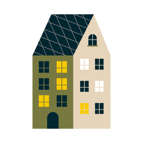 住宅和城市房屋平面卡通插图。城市建筑，商店复古和现代建筑。外图片下载