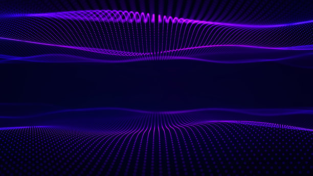 紫罗兰色的波浪。紫色对称波。液体平滑运动形成光滑的铜形。水纹理表面。荧光线性波。未来的软数字流图片下载