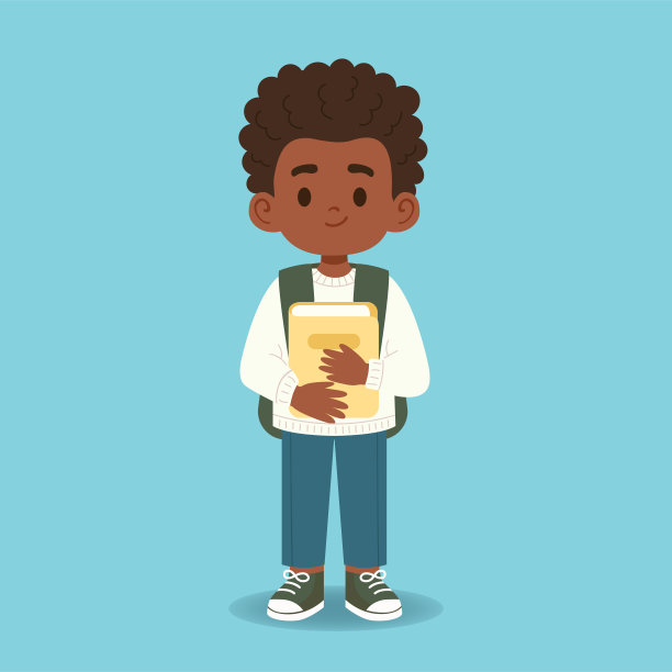 带着书和书包的可爱男生图片下载