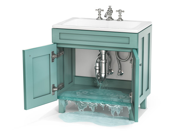 管道概念漏水管道。三维演示图片下载