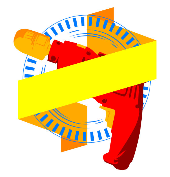 钻头，电动工具横幅。新潮的平面几何网页横幅。简约简约的复古风格。图片下载