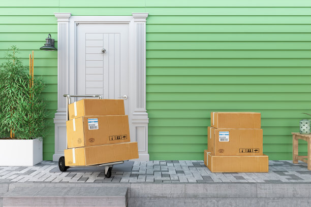 门口的纸板箱图片下载